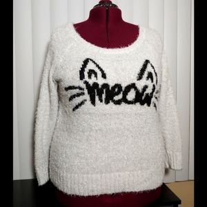 Torrid Size 0 Fluffy White Meow Sweater